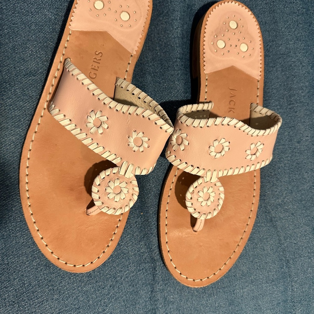 Jack Rogers Pink Sandals with Whipstitched Medallion